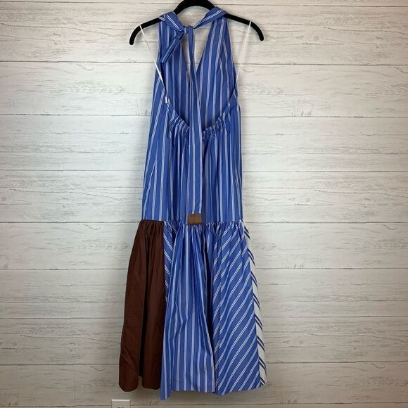 TIBI Vivian Stripe Deep V-Neck Halter Dress, NWT - Picture 3 of 8